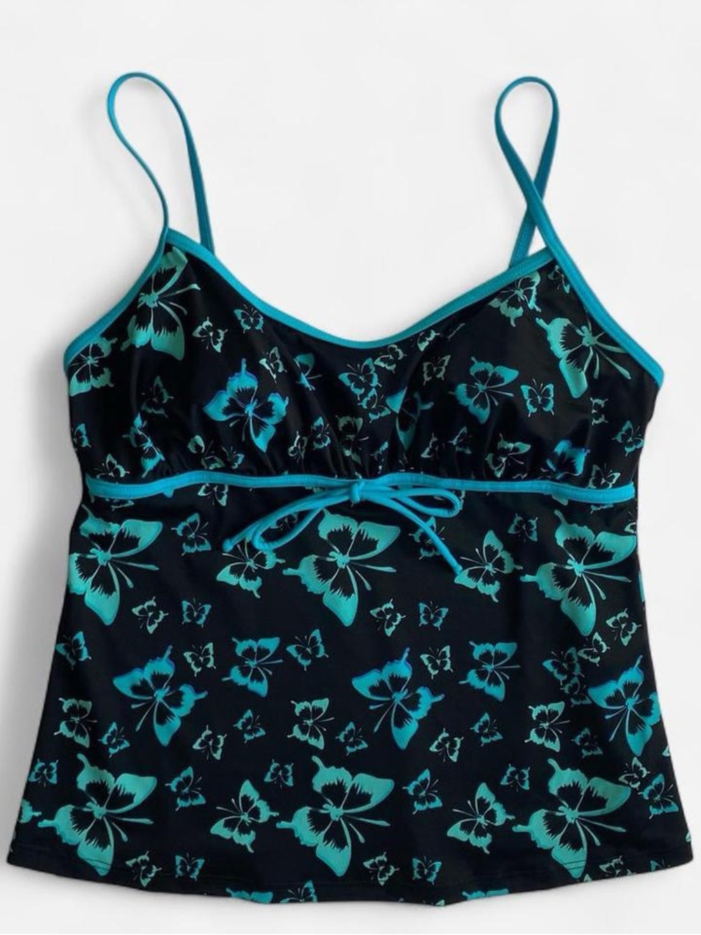 Y2K black butterfly tankini swim top